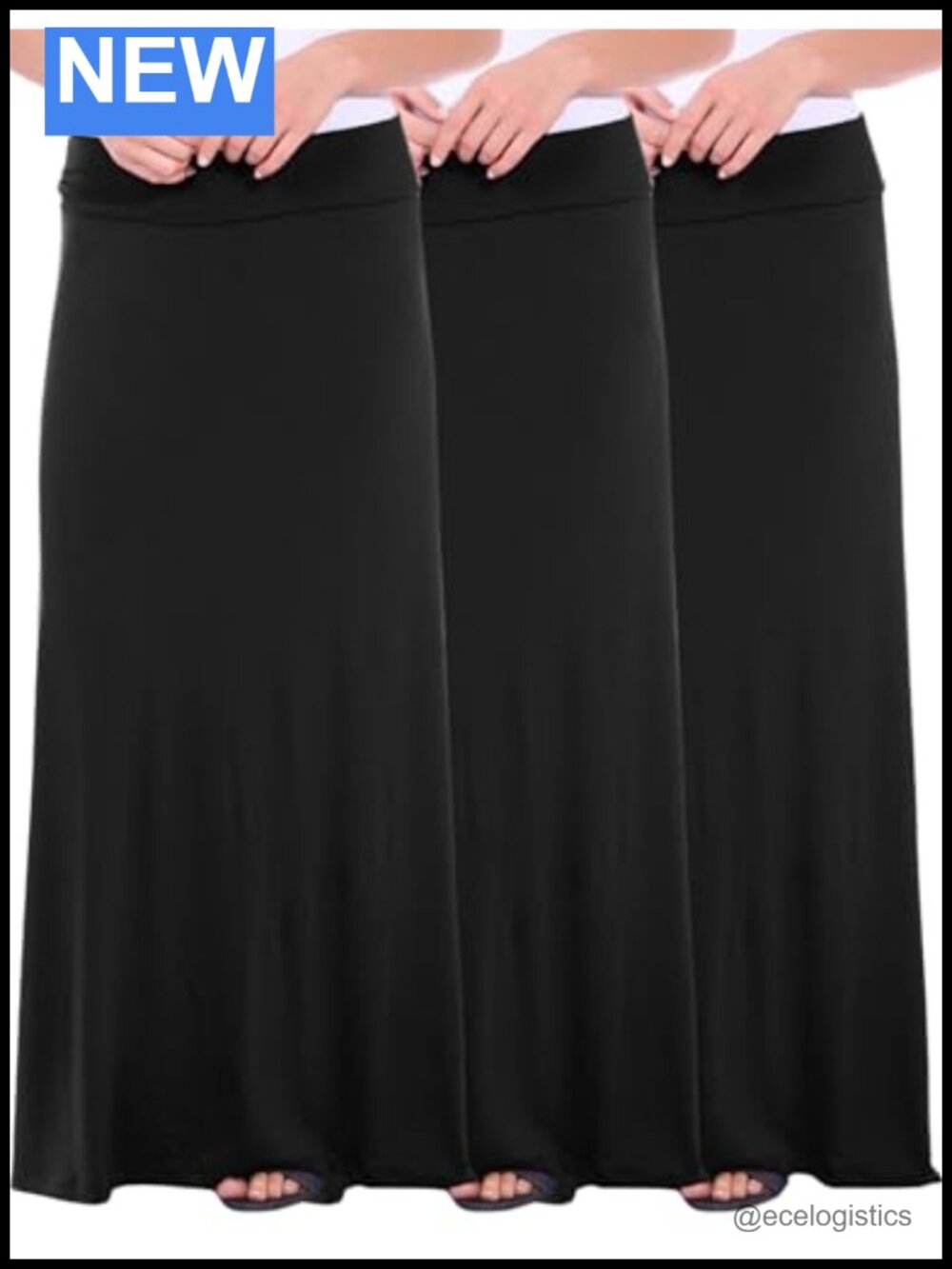 Flowy A-Line Maxi Skirt 3 Pack, High Waisted Long Skirt Pull On